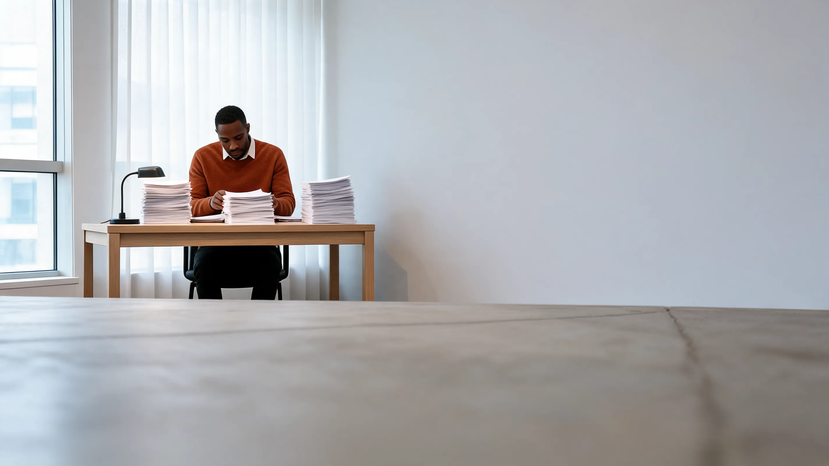 External auditor reviewing client financial statements and audit workpapers at a desk — choosing an MoE-accredited audit firm in Dubai for mainland, DIFC, DMCC and free zone entities in 2026