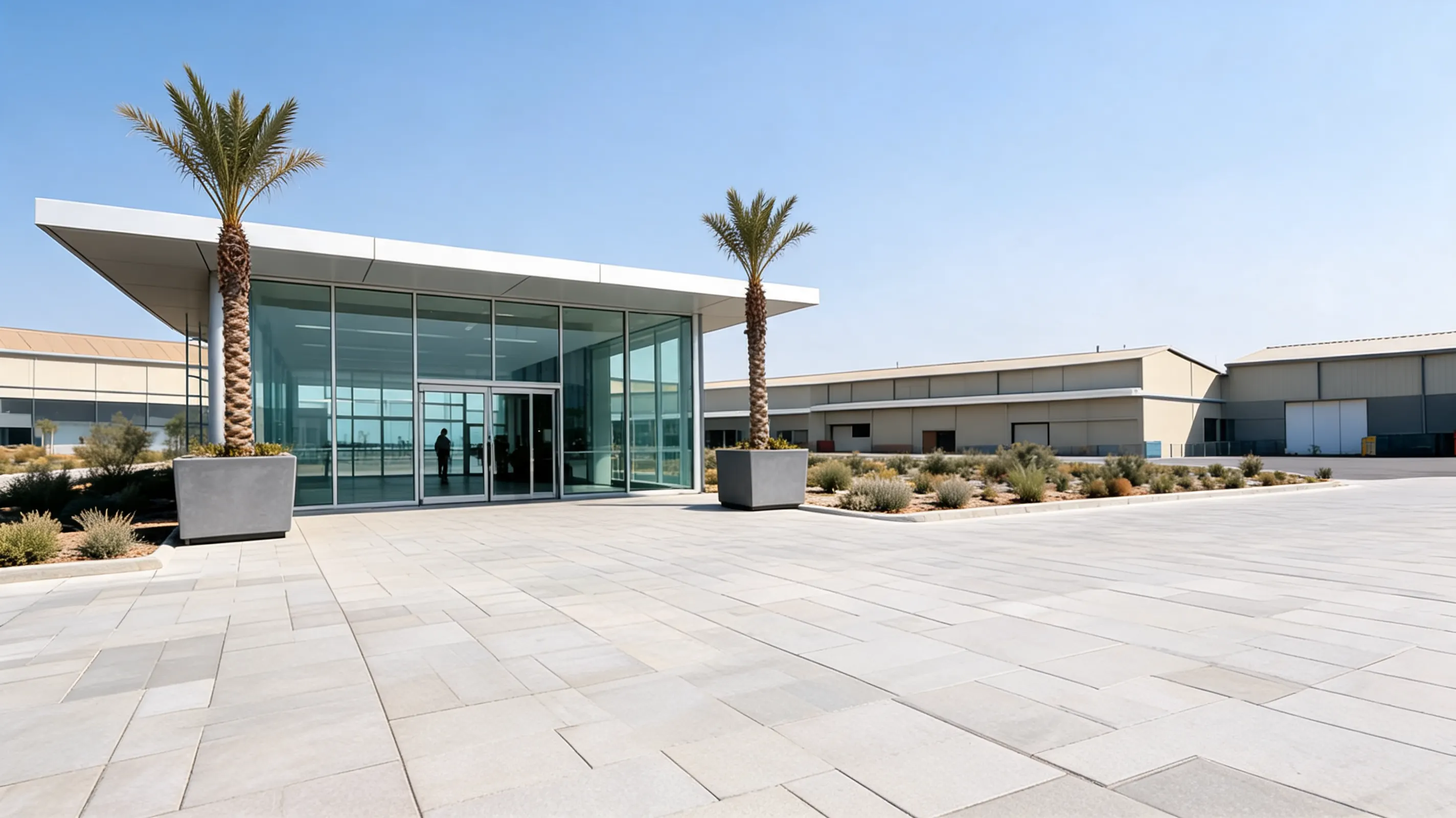Free zone reception pavilion in Dubai, a common first stop for Egyptian founders incorporating in the UAE
