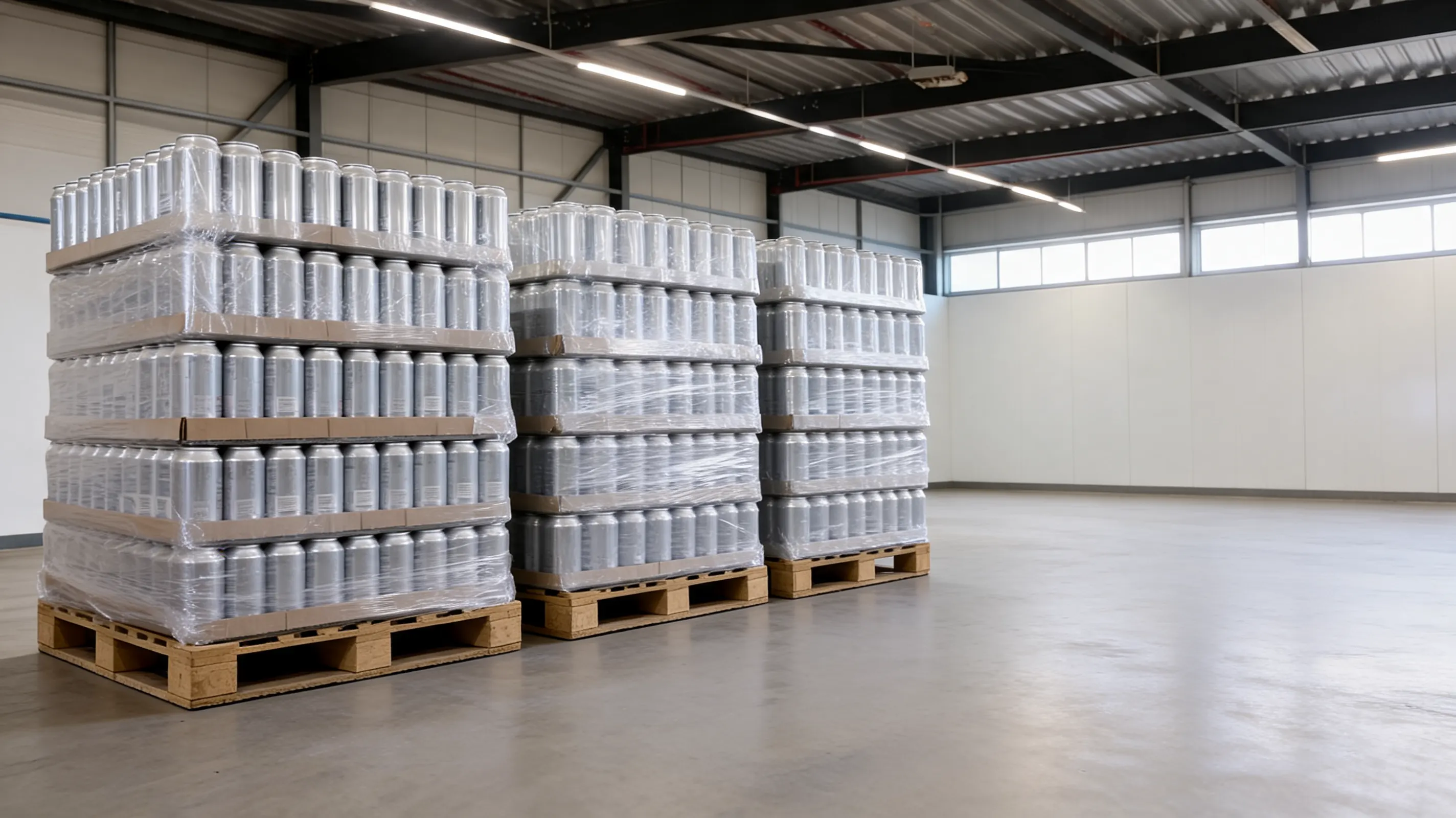 Pallets of canned beverages in a UAE warehouse, the goods that carry excise tax at the published rates