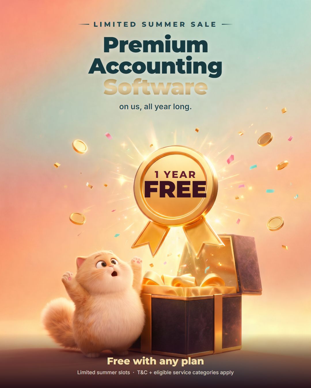 Limited Summer Sale — 1 year free premium accounting software, free with any plan
